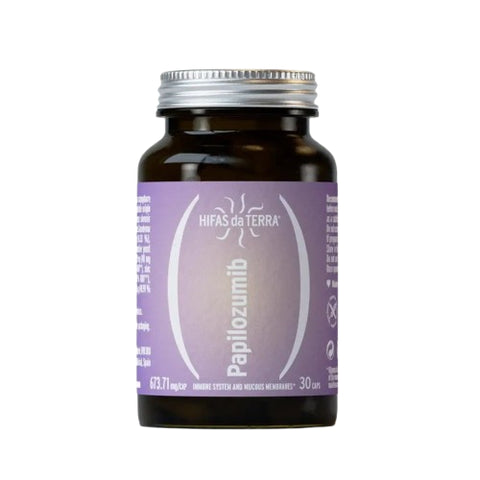 Flacon de Papilozumib 30 gélules Hifas da Terra, complément bio pour immunité et santé intime contre HPV et infections.

