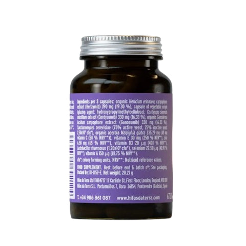 Flacon de Papilozumib 30 gélules Hifas da Terra, complément bio pour immunité et santé intime contre HPV et infections.
