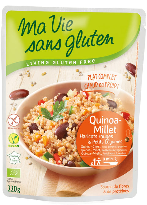 Quinoa-Mijo Frijoles rojos y verduras ecológicas-220g-Mi vida sin gluten