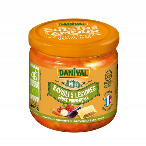 Ravioli 5 verduras con salsa provenzal-360g-Danival