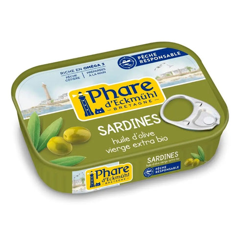 Sardines in organic virgin olive oil-135g-Phare d'Eckmühl