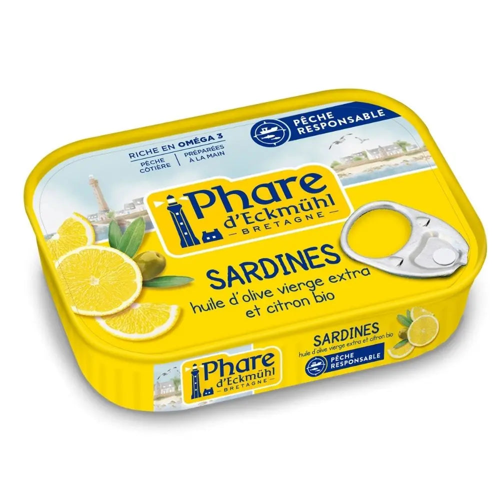 Sardines au Citron et huile d'Olive bio-135g-Phare d'Eckmühl
