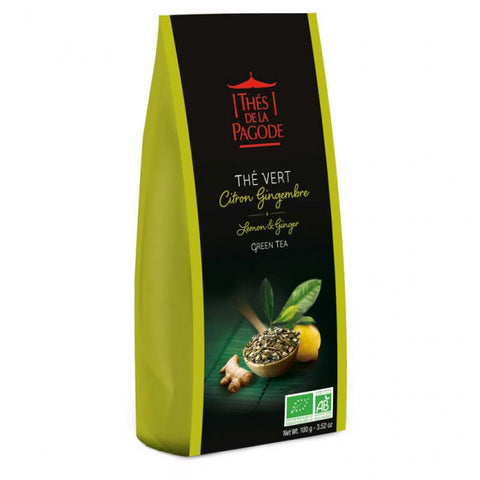 Organic Lemon Ginger Green Tea-100g-Thé de la Pagode