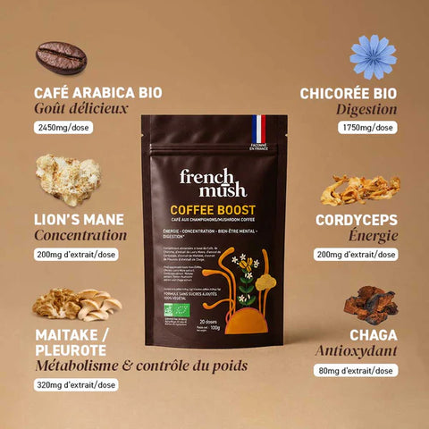 Coffee Boost Bio 100g French Mush | Café + 5 champignons