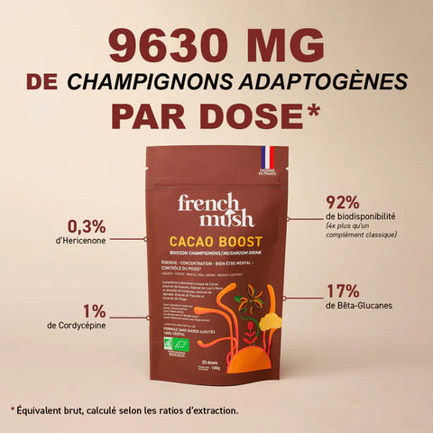 Cacao Boost Bio 100g French Mush | Lion's Mane, Cordyceps, NordRelease®