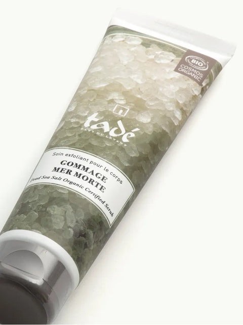 Tube Gommage de la Mer Morte Bio 150 ml Tadé, exfoliant corps bio purifiant et nourrissant.

