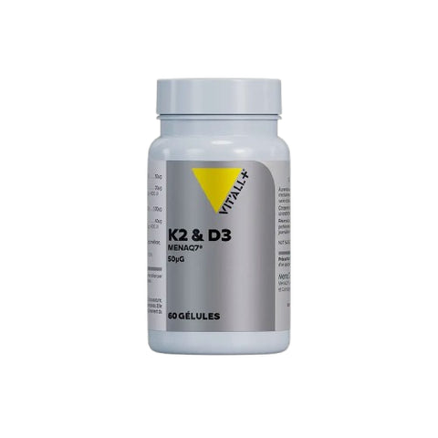 Vitamines K2 et D3-MenaQ7-50µg-60 gélules-Vit'all+