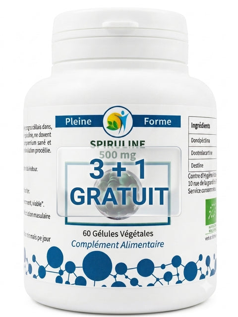 Spiruline Bio 500 mg – 180 comprimés | Énergie & Vitalité