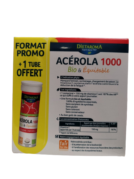Acerola 1000 +1 free tube-36 tablets-Dietaroma