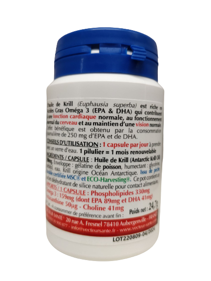 Huile de Krill 500 mg-30 capsules-Vecteur santé