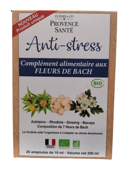 Anti Estrés Bio, plantas y Flores de Bach - 20 ampollas - Elixir&amp;Co