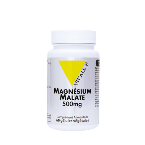 Magnesium Malate-500mg-60 vegetable capsules-Vit'all+