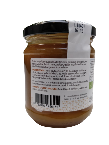 Miel, polen y jalea real fresca Bio-250G-Aagaard