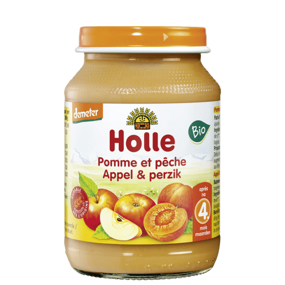 Petit pot pomme peche-190g-Holle - Boutique Pleine-Forme 