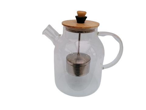 Glass teapot with retractable stainless steel infuser-1.2 liters-Boutique Pleine Forme
