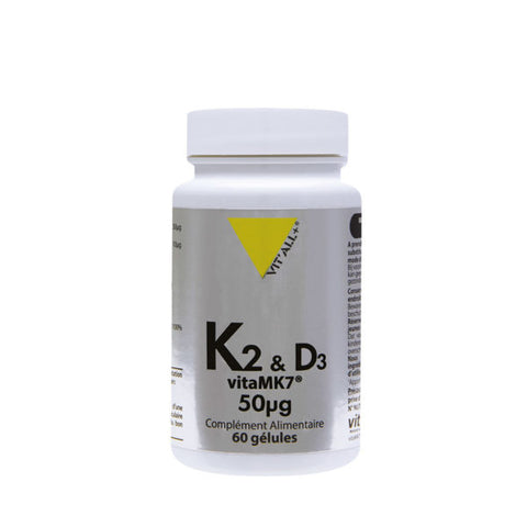 Vitamins K2 and D3-vitaMK7-50µg-60 capsules-Vit'all+