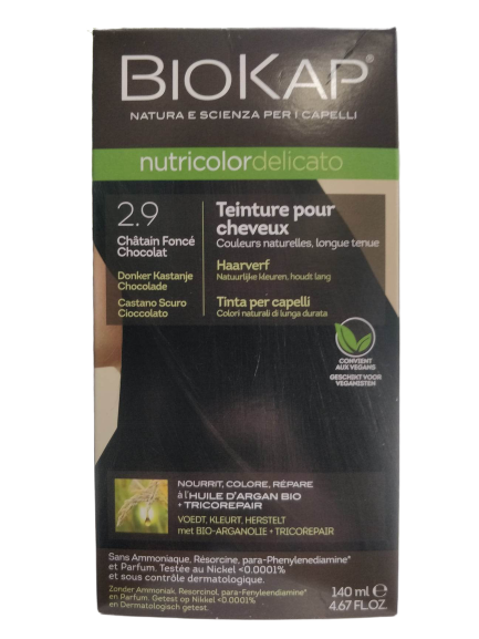 Coloration Nutricolor Delicato 2.9 Châtain Foncé Chocolat-140 ml-Biokap