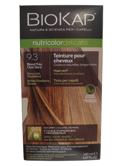Coloration Nutricolor Delicato 9.3 Blond Très Clair Doré-140 ml-Biokap