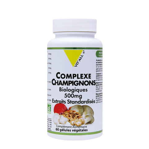 Complexe champignons Bio-500mg-60 gélules-Vitall+