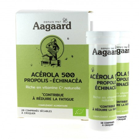 Acérola 500 propolis et Echinacéa-20 comprimés-Aagaard