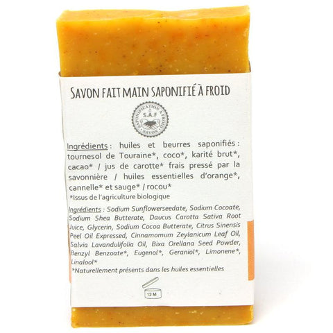 savon solide Cannelle-orange au jus de carotte-100g-Le moulin à savon - Boutique Pleine-Forme 